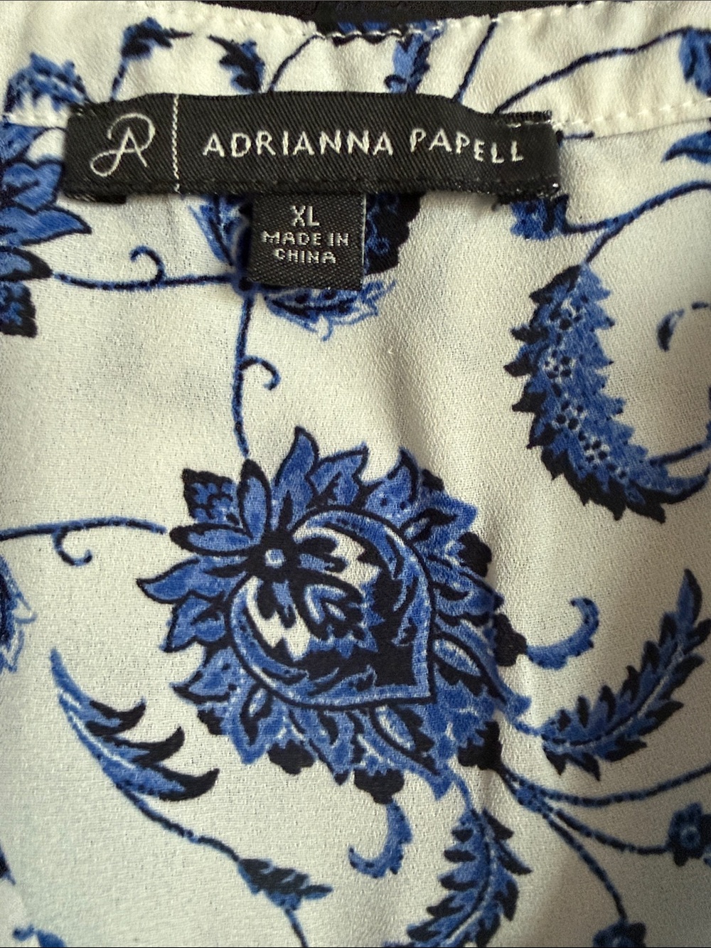 Adrianna Papell Sleeveless Blouse White/Blue XL - Picture 2 of 5